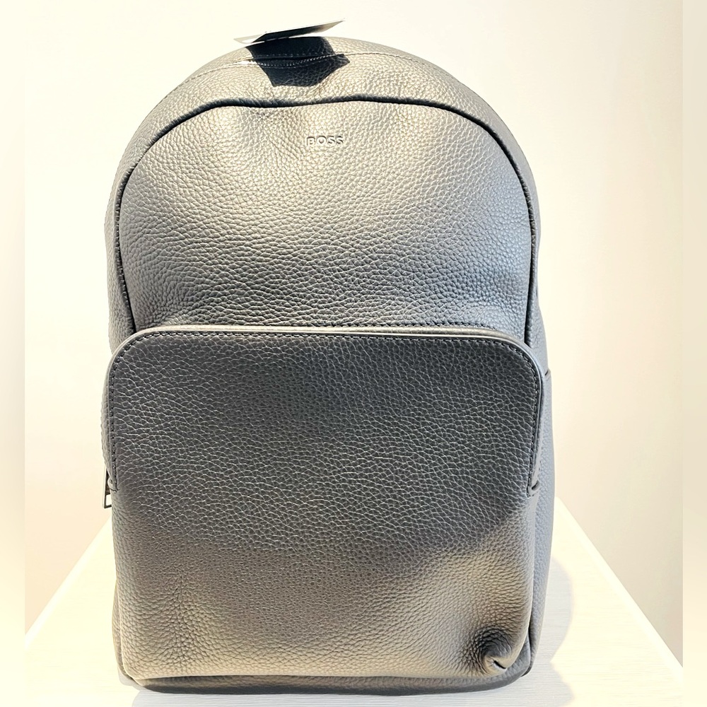NEW - BOSS Black Leather Men's Backpack